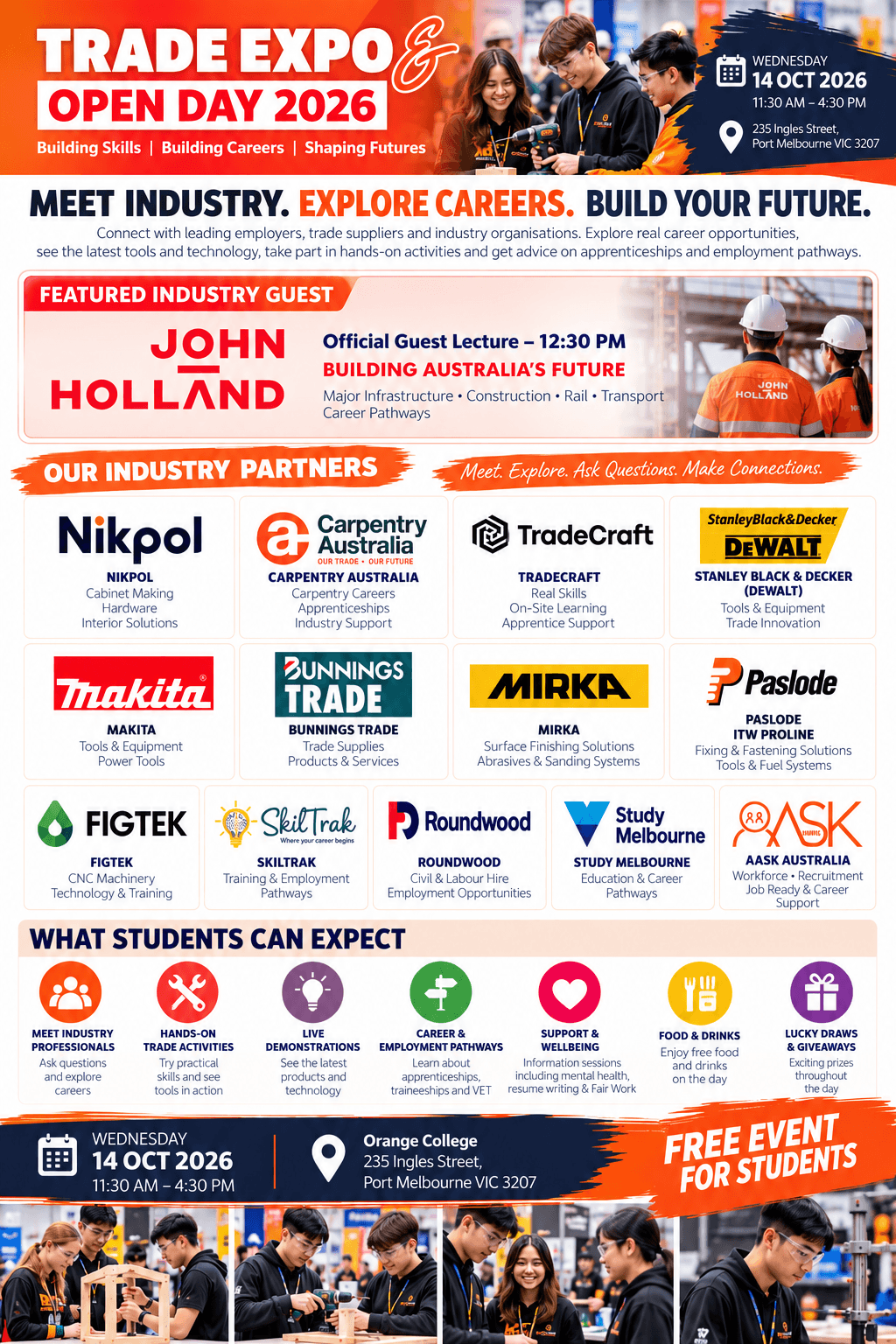 Trade Expo & Open Day 2026 – Wednesday 14 Oct 2026, 11:30 AM – 4:30 PM, 235 Ingles Street, Port Melbourne